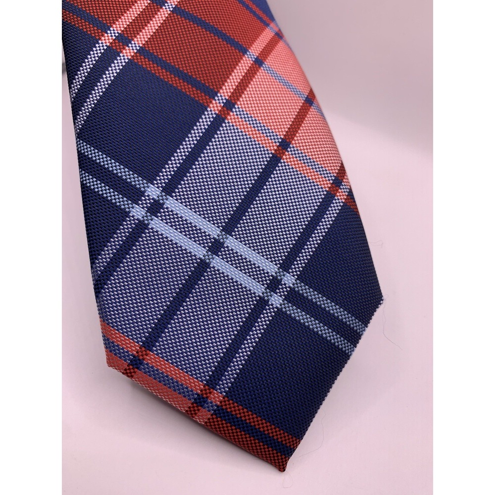 Mens Chaps Polyester Red Blue Plaid Neck Tie Polyester Business Preppy